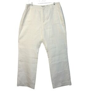 Eddie Bauer Blakely Fit Linen Blend Pant Casual Straight‎ White Classic 14 Tall